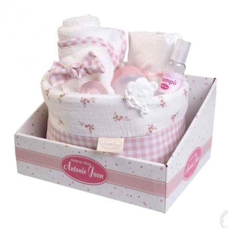 Canastilla de Tela de Flores y Vichy con Accesorios de Antonio Juan