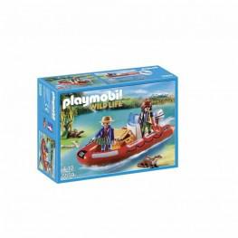 PLAYMOBIL BOTE HINCHABLE CON EXPLORADORES.