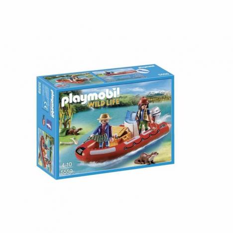 PLAYMOBIL BOTE HINCHABLE CON EXPLORADORES.