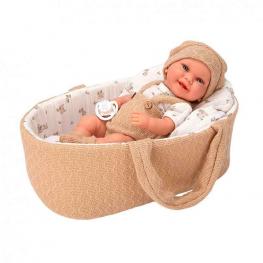 Muñeca Elegance Babyto Marrón con Capazo 33 cm.