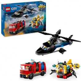 Lego 60462 City - 3 en 1 Remix: Helicóptero, Camión de Bomberos y Submarino