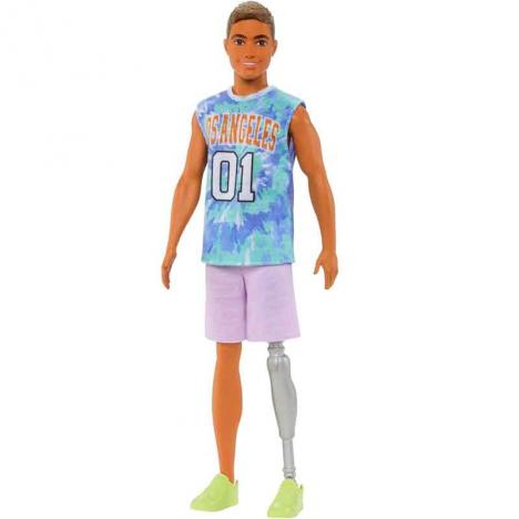 Ken Fashionista - Muñeco Ken con Pierna Protésica y Camiseta de Los Ángeles (Mattel HJT11)