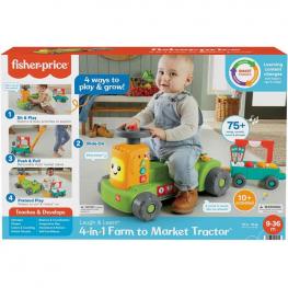 Fisher Price Ríe y Aprende Tractor 4 en 1 Correpasillos (Mattel HRB83)