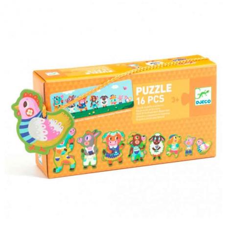 Puzzle Grandes y Pequeños Granja 16 Piezas (DJECO 38266)