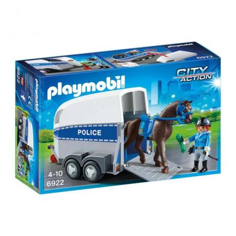 Playmobil Policia Con Caballo y Remolque.