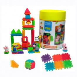 BLOCKS Y GRANJA 5 PERS. BOTE CON ASA 100 PIEZAS